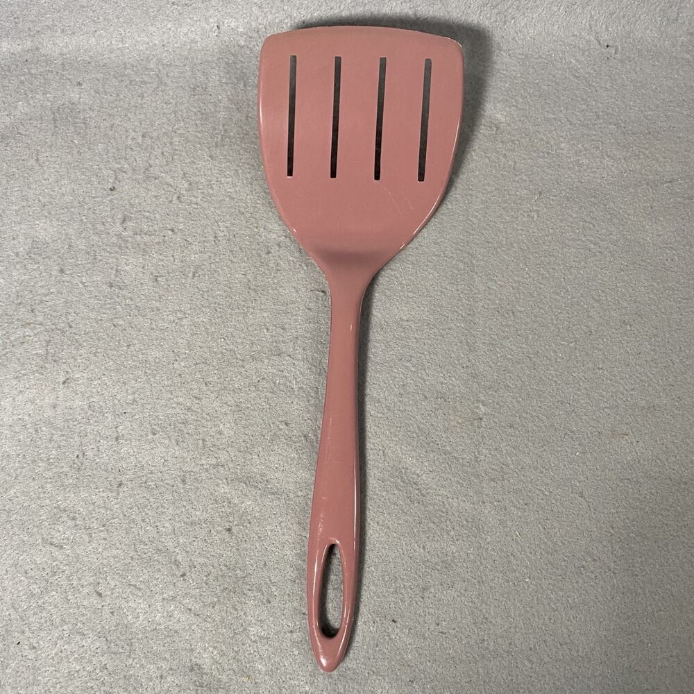 Vintage Wide Slotted Spatula Utensil Pink Ensar Corp Nylon Plastic USA Made